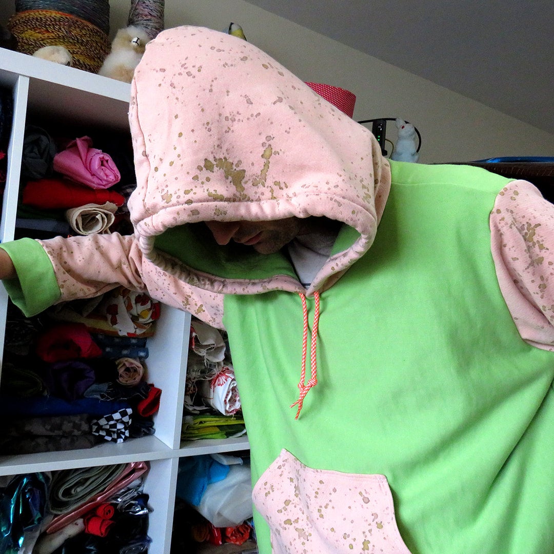 Green and Rusty Pink Hoodie 2X Large STITCH AND DESTROY