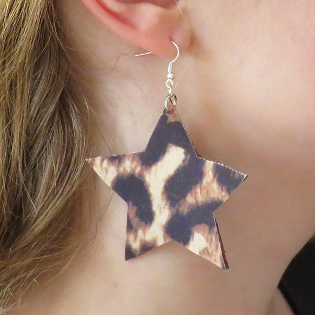 Leopard Leather Stud Earring - Iviana & Co.